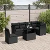 Image de vidaXL Salon de jardin 7 pcs avec coussins noir résine tressée