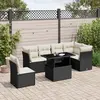 Image de vidaXL Salon de jardin 7 pcs avec coussins noir résine tressée