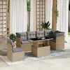 Image de vidaXL Salon de jardin avec coussins 7 pcs beige résine tressée