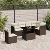 Image de vidaXL Salon de jardin avec coussins 7 pcs marron résine tressée