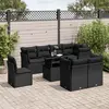 Image de vidaXL Salon de jardin 9 pcs avec coussins noir résine tressée