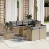 Image de vidaXL Salon de jardin avec coussins 9 pcs beige résine tressée