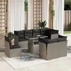 Image de vidaXL Salon de jardin 9 pcs avec coussins gris clair résine tressée