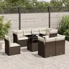 Image de vidaXL Salon de jardin avec coussins 9 pcs marron résine tressée