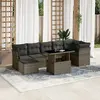 Image de vidaXL Salon de jardin 8 pcs avec coussins gris résine tressée