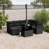 Image de vidaXL Salon de jardin 8 pcs avec coussins noir résine tressée