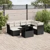 Image de vidaXL Salon de jardin 8 pcs avec coussins noir résine tressée