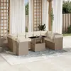 Image de vidaXL Salon de jardin avec coussins 10 pcs beige résine tressée