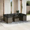 Image de vidaXL Salon de jardin avec coussins 10 pcs gris résine tressée