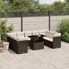 Image de vidaXL Salon de jardin 10 pcs avec coussins marron résine tressée