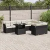 Image de vidaXL Salon de jardin 10 pcs avec coussins noir résine tressée