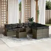 Image de vidaXL Salon de jardin avec coussins 10 pcs gris résine tressée