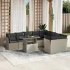 Image de vidaXL Salon de jardin avec coussins 10 pcs gris clair résine tressée