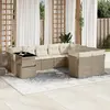 Image de vidaXL Salon de jardin avec coussins 10 pcs beige résine tressée