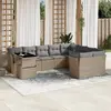 Image de vidaXL Salon de jardin avec coussins 10 pcs beige résine tressée