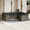 Image de vidaXL Salon de jardin avec coussins 10 pcs gris résine tressée