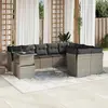 Image de vidaXL Salon de jardin avec coussins 10 pcs gris clair résine tressée