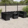 Image de vidaXL Salon de jardin 11 pcs avec coussins noir résine tressée