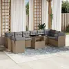 Image de vidaXL Salon de jardin 11 pcs avec coussins beige résine tressée
