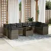 Image de vidaXL Salon de jardin 11 pcs avec coussins gris résine tressée