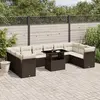 Image de vidaXL Salon de jardin et coussins 11 pcs marron résine tressée