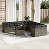 Image de vidaXL Salon de jardin 11 pcs avec coussins gris résine tressée