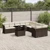 Image de vidaXL Salon de jardin et coussins 11 pcs marron résine tressée