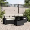 Image de vidaXL Salon de jardin 5 pcs avec coussins noir résine tressée
