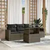 Image de vidaXL Salon de jardin 5 pcs avec coussins gris résine tressée