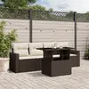 Image de vidaXL Salon de jardin avec coussins 5 pcs marron résine tressée