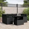 Image de vidaXL Salon de jardin 7 pcs avec coussins noir résine tressée