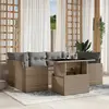 Image de vidaXL Salon de jardin avec coussins 7 pcs beige résine tressée