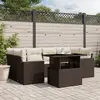 Image de vidaXL Salon de jardin avec coussins 7 pcs marron résine tressée