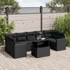 Image de vidaXL Salon de jardin 8 pcs avec coussins noir résine tressée