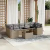 Image de vidaXL Salon de jardin avec coussins 8 pcs beige résine tressée
