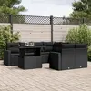 Image de vidaXL Salon de jardin 9 pcs avec coussins noir résine tressée