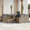 Image de vidaXL Salon de jardin avec coussins 9 pcs beige résine tressée