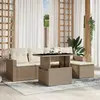 Image de vidaXL Salon de jardin avec coussins 6 pcs beige résine tressée