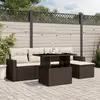 Image de vidaXL Salon de jardin avec coussins 6 pcs marron résine tressée