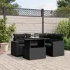 Image de vidaXL Salon de jardin 5 pcs avec coussins noir résine tressée