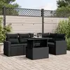 Image de vidaXL Salon de jardin 6 pcs avec coussins noir résine tressée