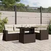 Image de vidaXL Salon de jardin avec coussins 6 pcs marron résine tressée