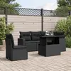 Image de vidaXL Salon de jardin 6 pcs avec coussins noir résine tressée