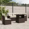 Image de vidaXL Salon de jardin avec coussins 6 pcs marron résine tressée