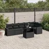Image de vidaXL Salon de jardin 7 pcs avec coussins noir résine tressée