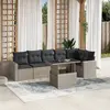 Image de vidaXL Salon de jardin avec coussins 7 pcs gris clair résine tressée