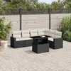 Image de vidaXL Salon de jardin 7 pcs avec coussins noir résine tressée
