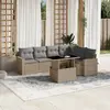Image de vidaXL Salon de jardin avec coussins 7 pcs beige résine tressée