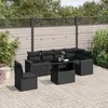 Image de vidaXL Salon de jardin 7 pcs avec coussins noir résine tressée