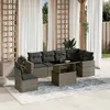 Image de vidaXL Salon de jardin avec coussins 7 pcs gris résine tressée